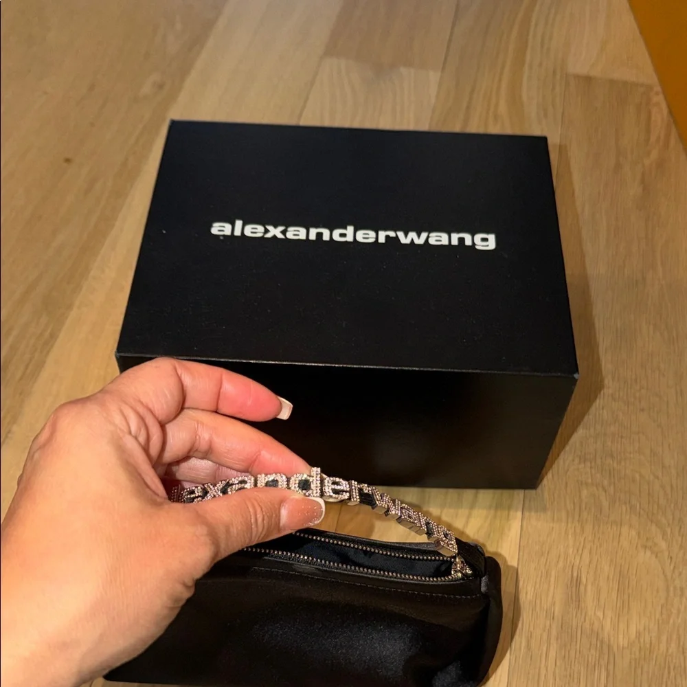 Alexander Wang Black Satin Clutch with Embellished Handle - Picture 3 of 3